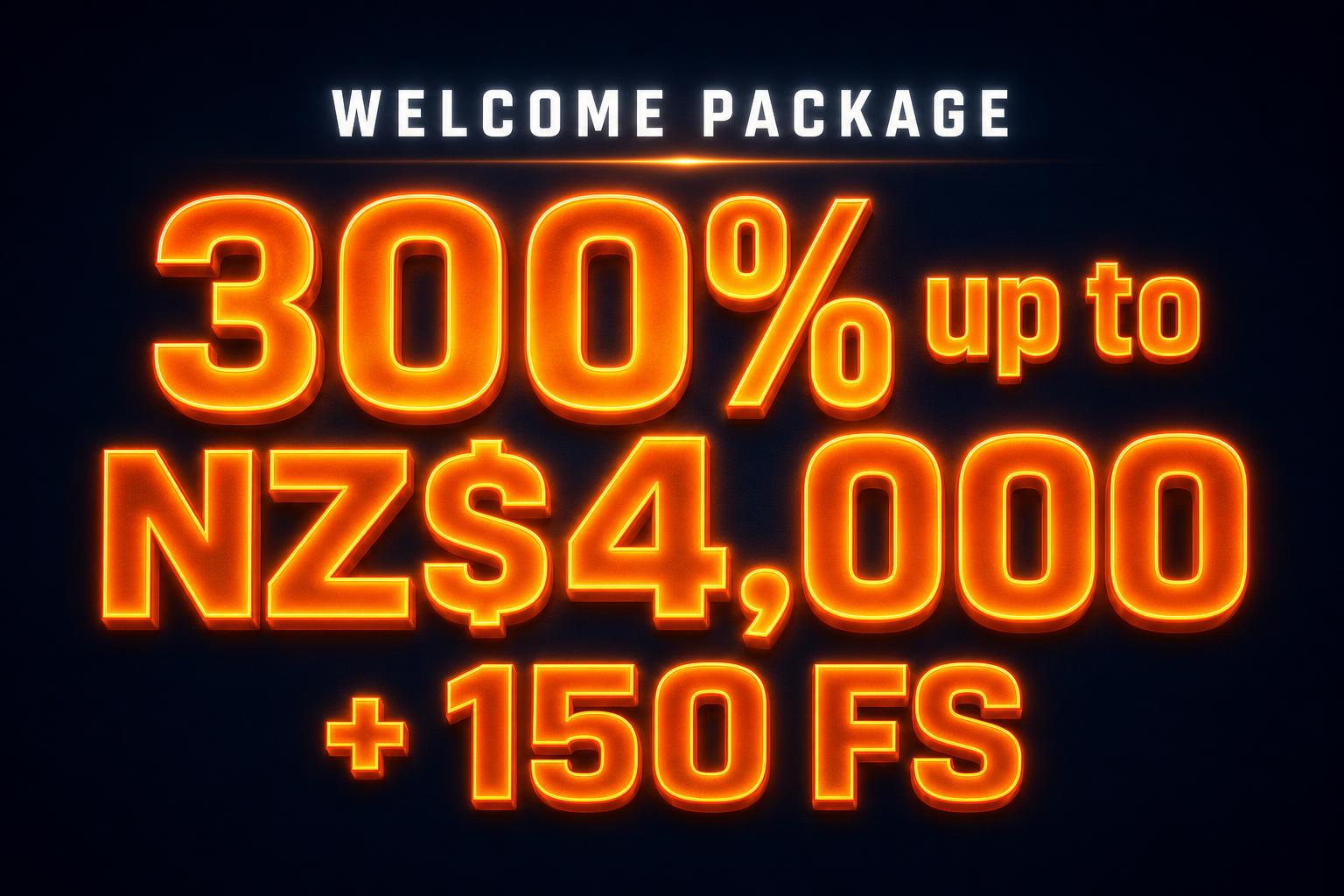 300% up to NZ$4,000 + 150 Free Spins